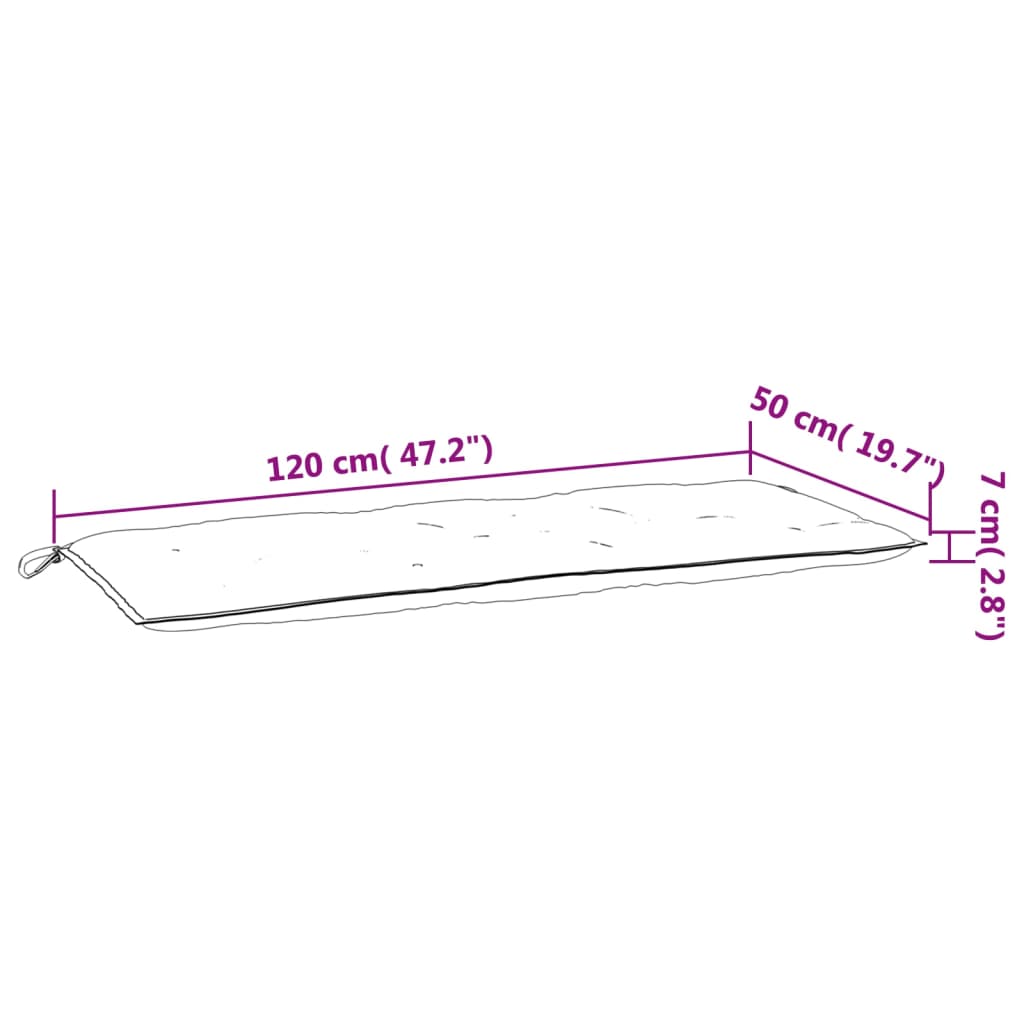 vidaXL Μαξιλάρια Πάγκου Κήπου 2 τεμ. Ανθρακί 120x50x7cm Ύφασμα Oxford