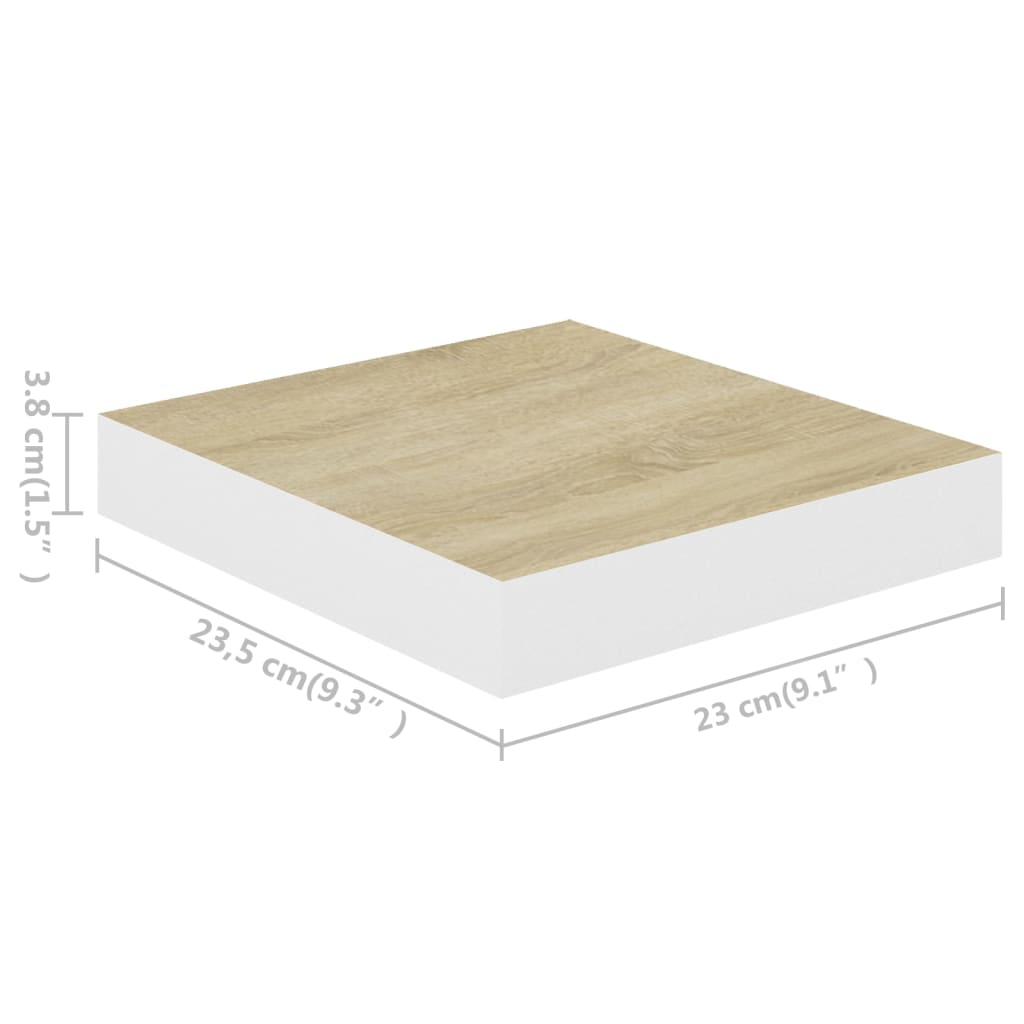 vidaXL Ράφια Τοίχου 4 τεμ. Δρυς και Άσπρο 23x23,5x3,8 εκ. MDF