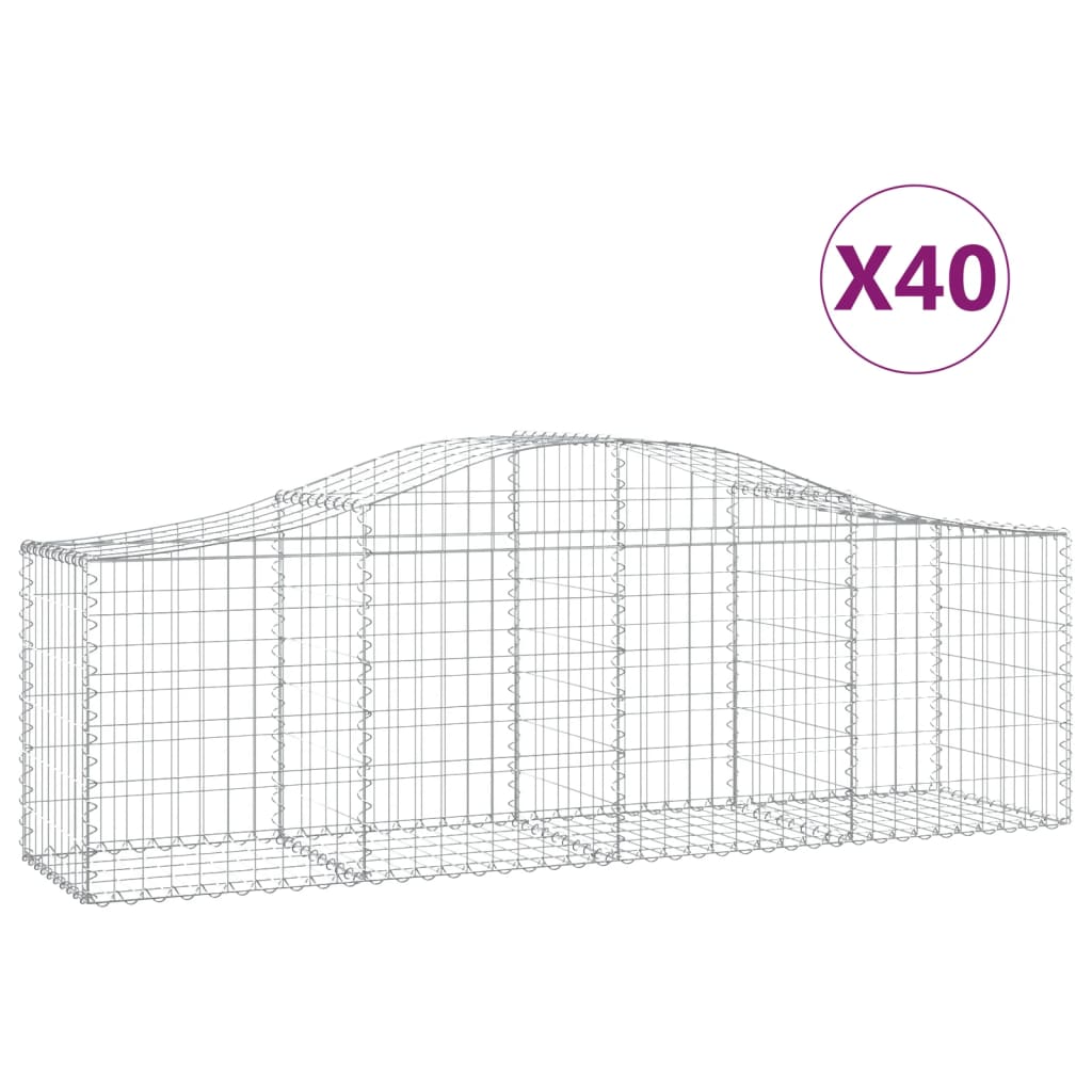 vidaXL Συρματοκιβώτια Τοξωτά 40 τεμ. 200x50x60/80 εκ. Γαλβαν. Ατσάλι