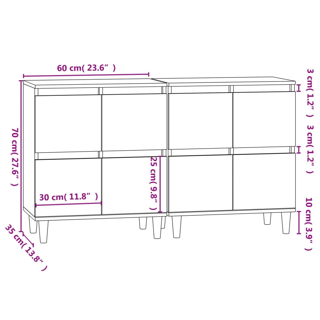 vidaXL Ντουλάπια 2 τεμ. Καπνιστή Δρυς 60x35x70 εκ. Επεξεργασμένο Ξύλο