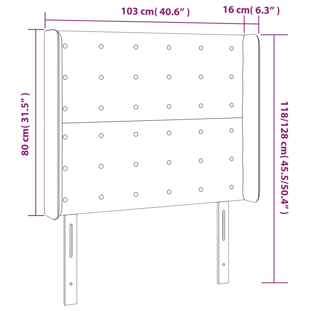 vidaXL Κεφαλάρι με Πτερύγια Ροζ 103x16x118/128 εκ.Βελούδινο