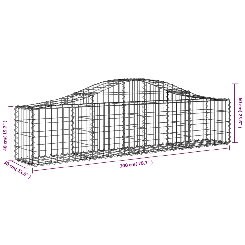 vidaXL Συρματοκιβώτια Τοξωτά 13 τεμ. 200x30x40/60 εκ. Γαλβαν. Ατσάλι