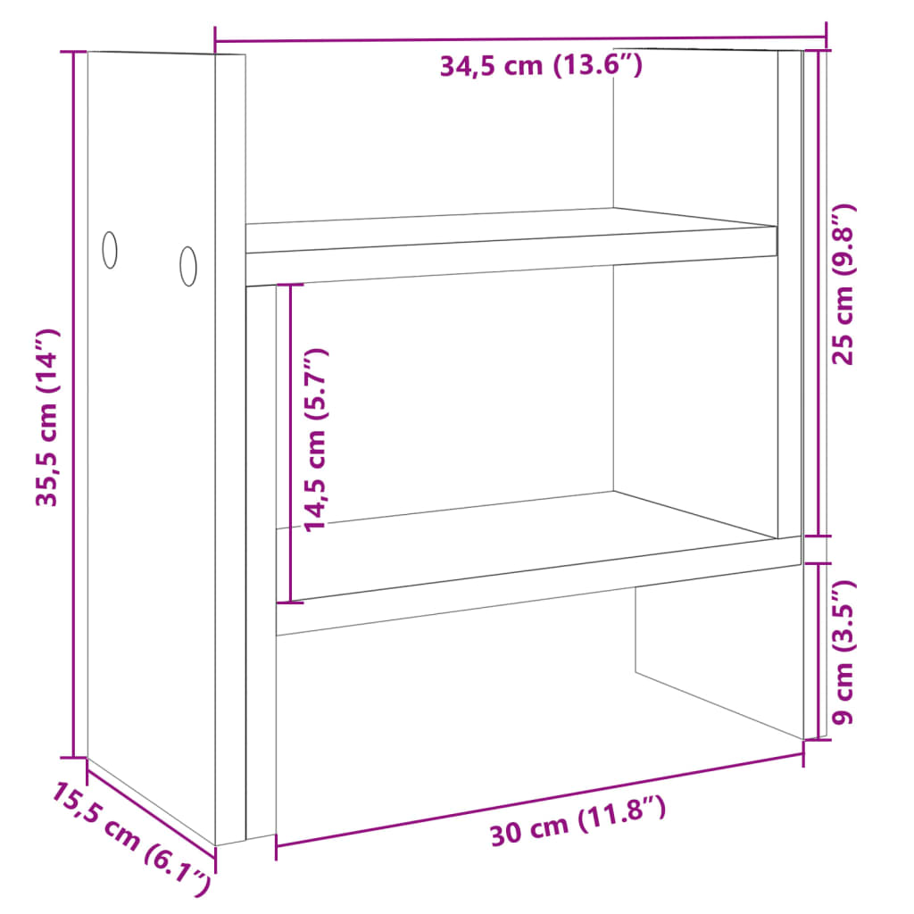 vidaXL Έπιπλο Οργάνωσης Γραφείου Γκρι 34,5x15,5x35,5 εκ Επεξ. Ξύλο