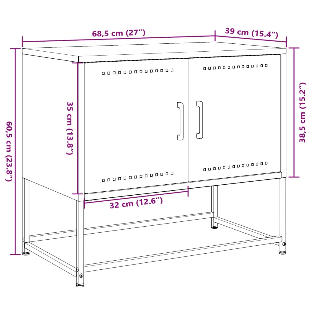 vidaXL Έπιπλο Τηλεόρασης Ανθρακί 68,5x39x60,5 εκ. από Χάλυβα