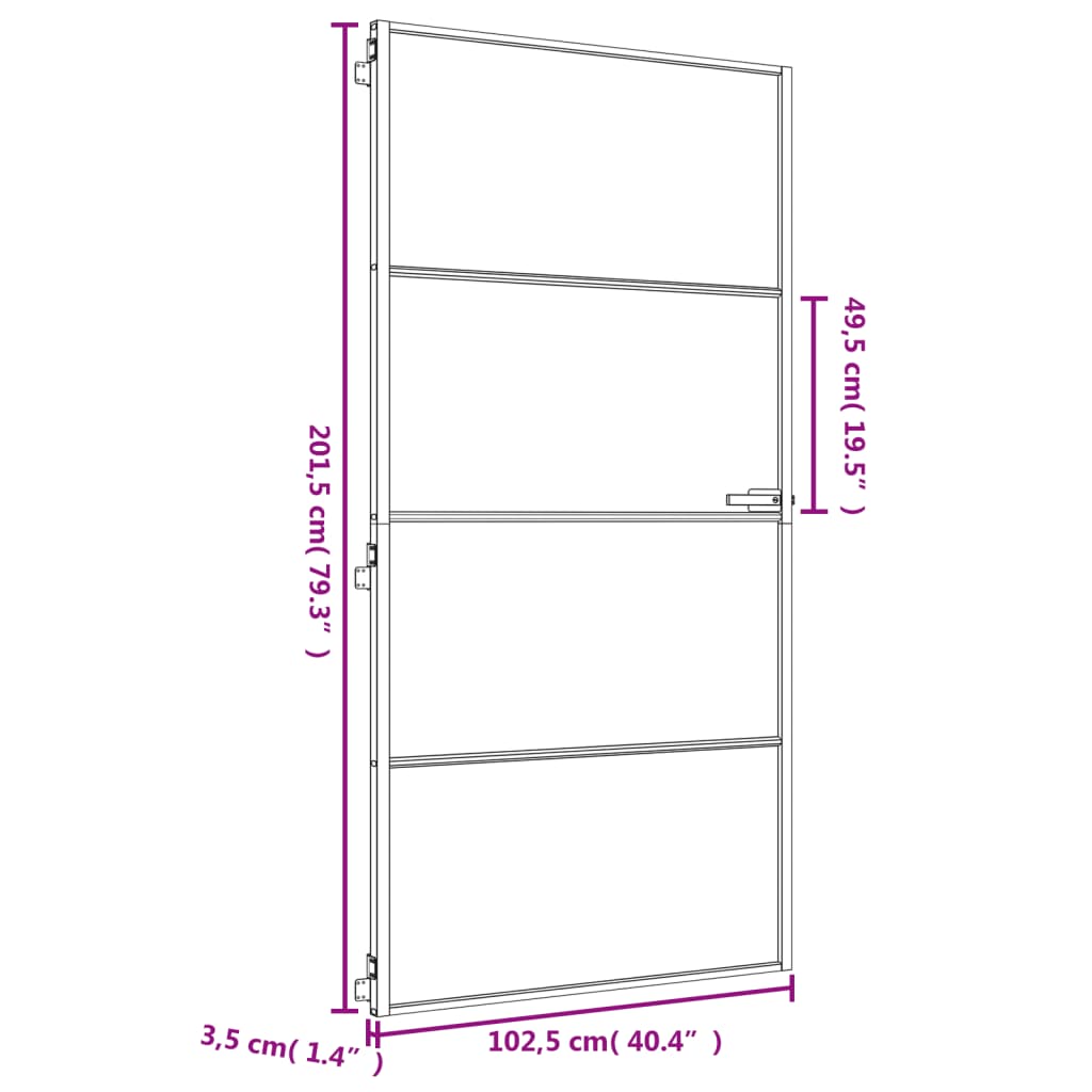 vidaXL Εσωτερική Πόρτα Χρυσή 102,5x201,5 εκ. Ψημένο Γυαλί & Αλουμίνιο