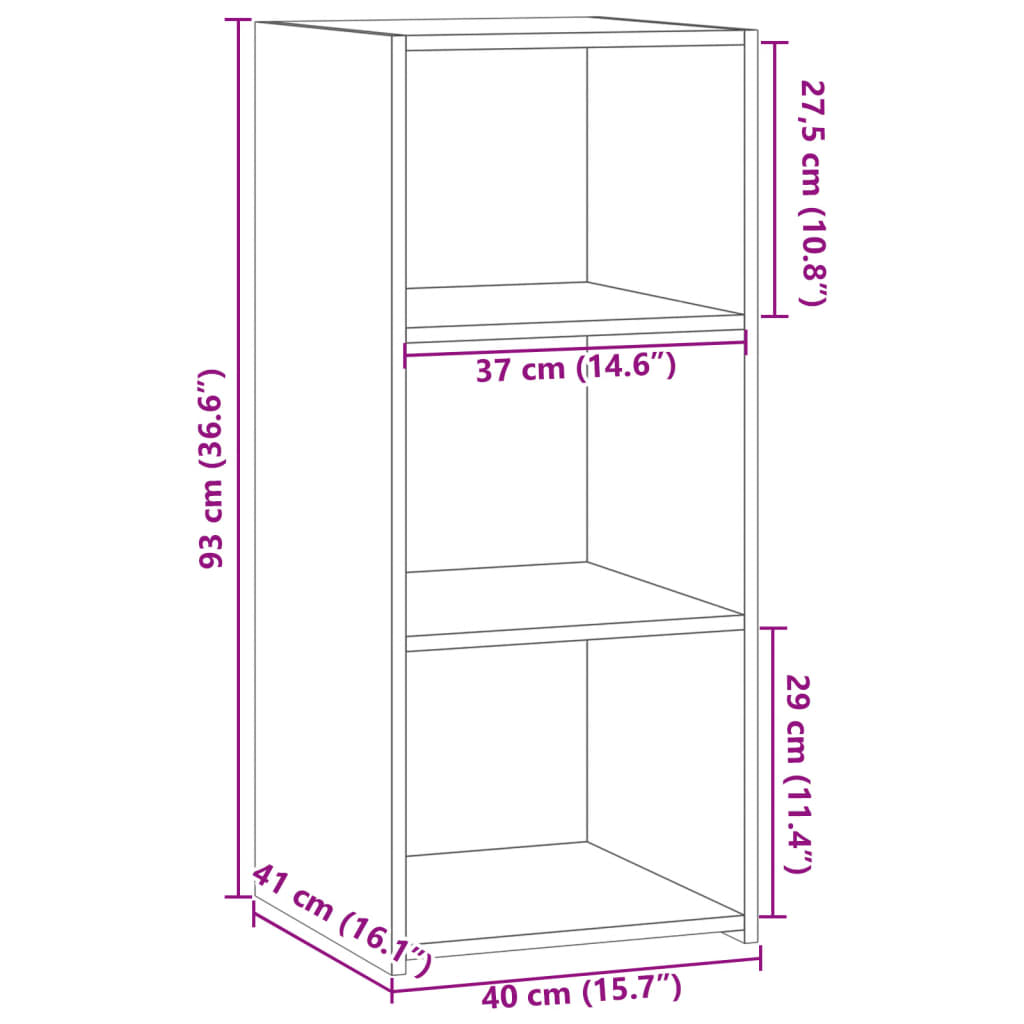 vidaXL Συρταριέρα Μαύρη 40x41x93 εκ. από Επεξεργασμένο Ξύλο