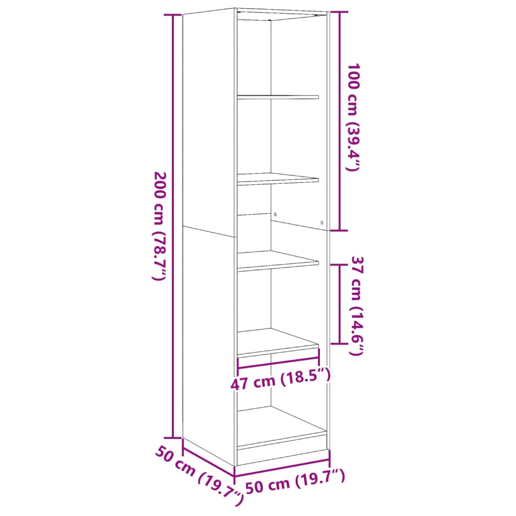 vidaXL Ντουλάπα Λευκή 50 x 50 x 200 εκ. από Επεξ. Ξύλο