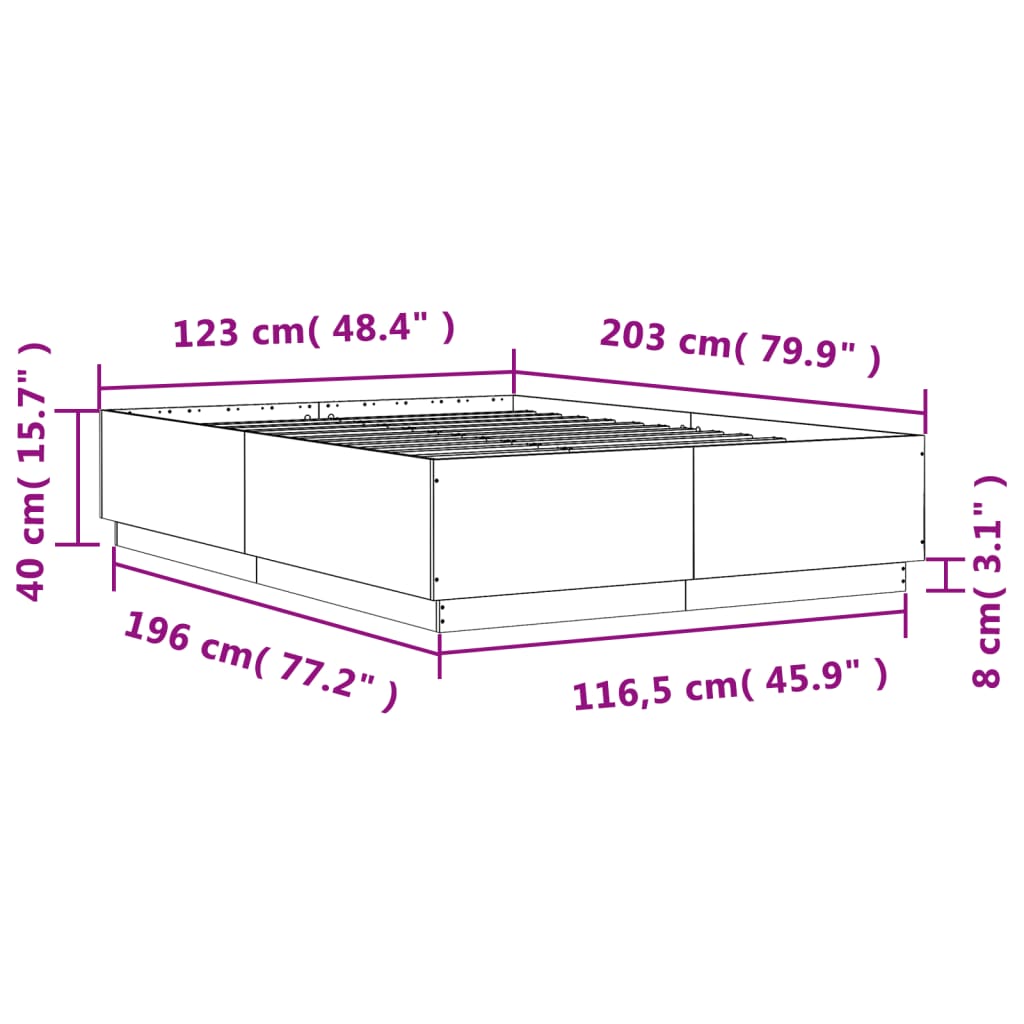 vidaXL Πλαίσιο Κρεβατιού Γκρι Sonoma 120x200 εκ. Επεξεργασμένο Ξύλο