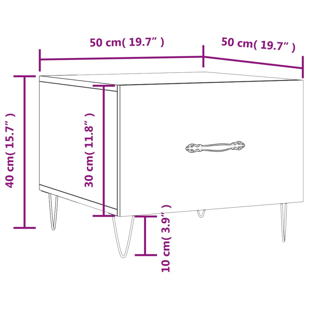 vidaXL Τραπεζάκι Σαλονιού Sonoma Δρυς 50x50x40 εκ. Επεξεργασμένο Ξύλο