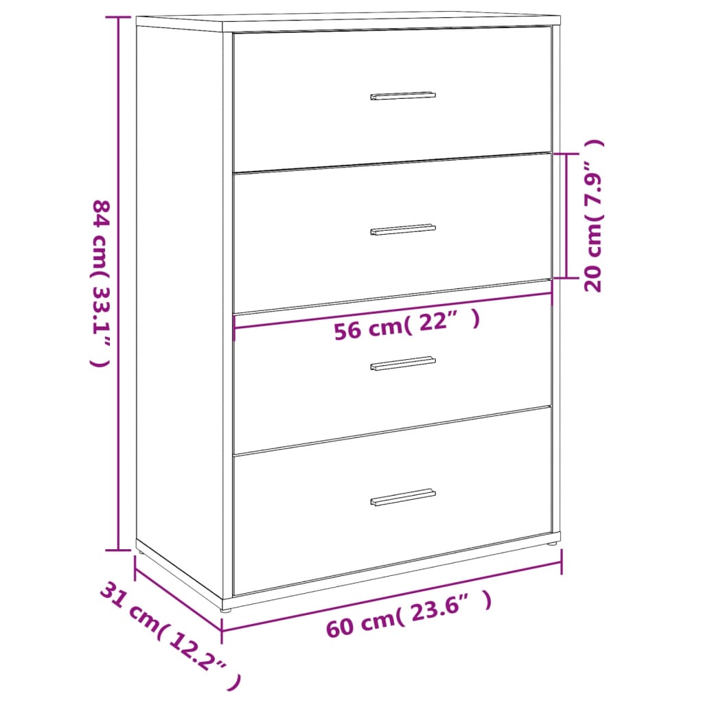 vidaXL Ντουλάπι Καφέ Δρυς 60 x 31 x 84 εκ. από Επεξεργ. Ξύλο