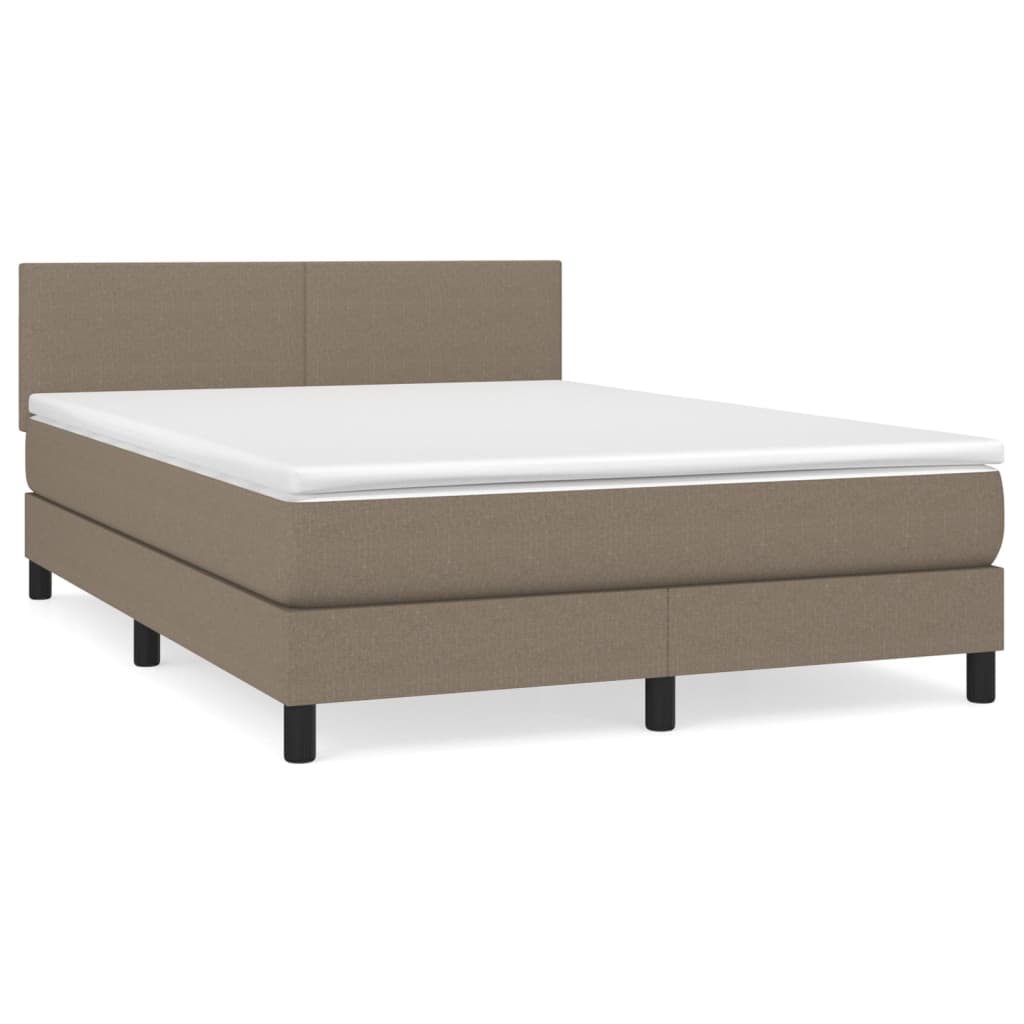 vidaXL Κρεβάτι Boxspring με Στρώμα Taupe 140x190 εκ. Υφασμάτινο