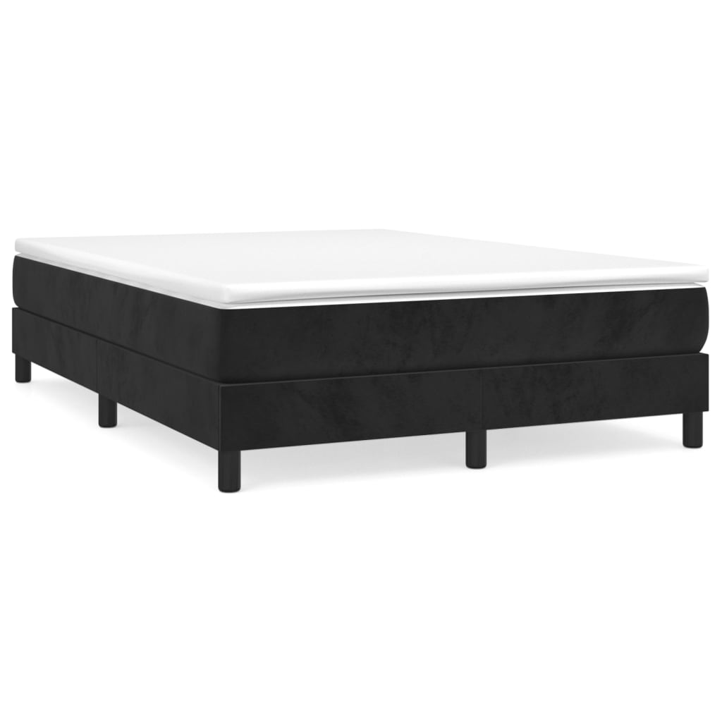 vidaXL Κρεβάτι Boxspring με Στρώμα Μαύρο 140x200 εκ. Βελούδινο