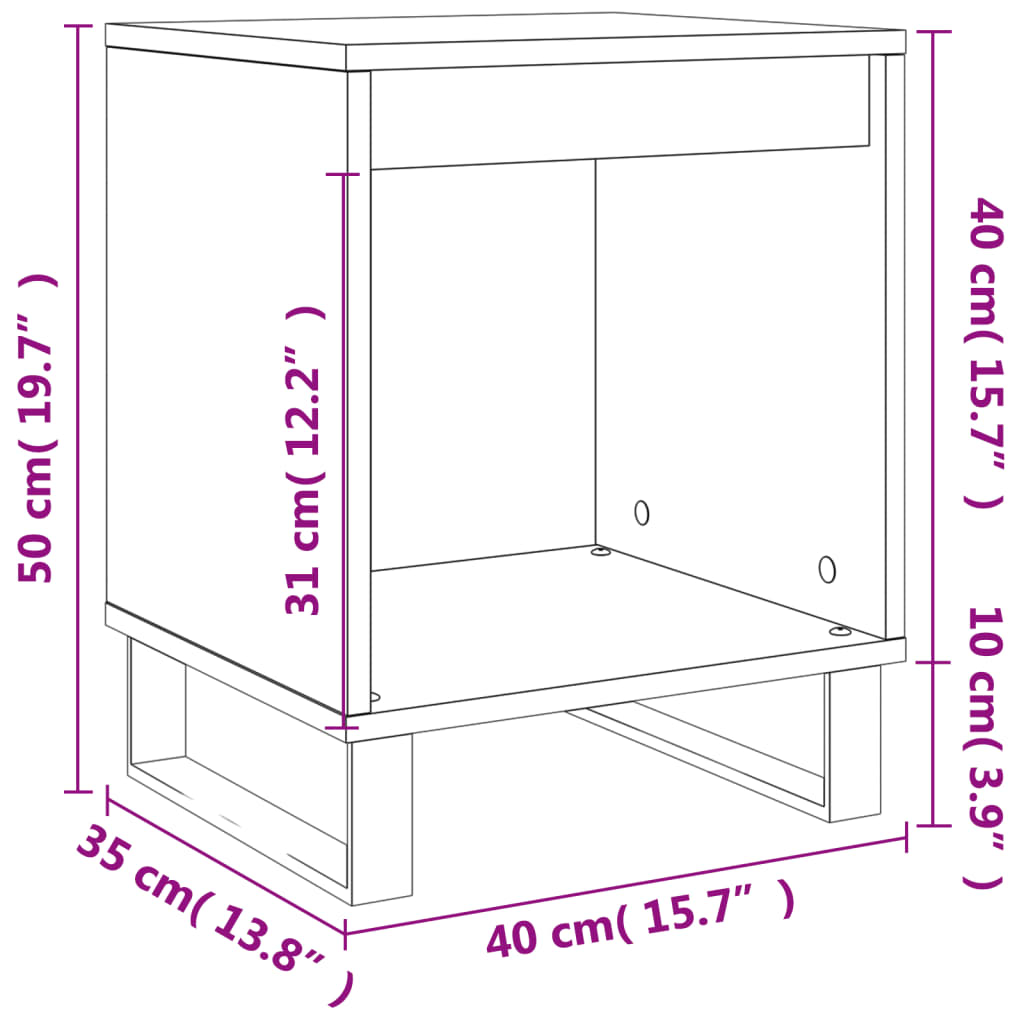 vidaXL Κομοδίνα Λευκά 2 τεμ. 40 x 35 x 50 εκ. από Επεξεργασμένο Ξύλο