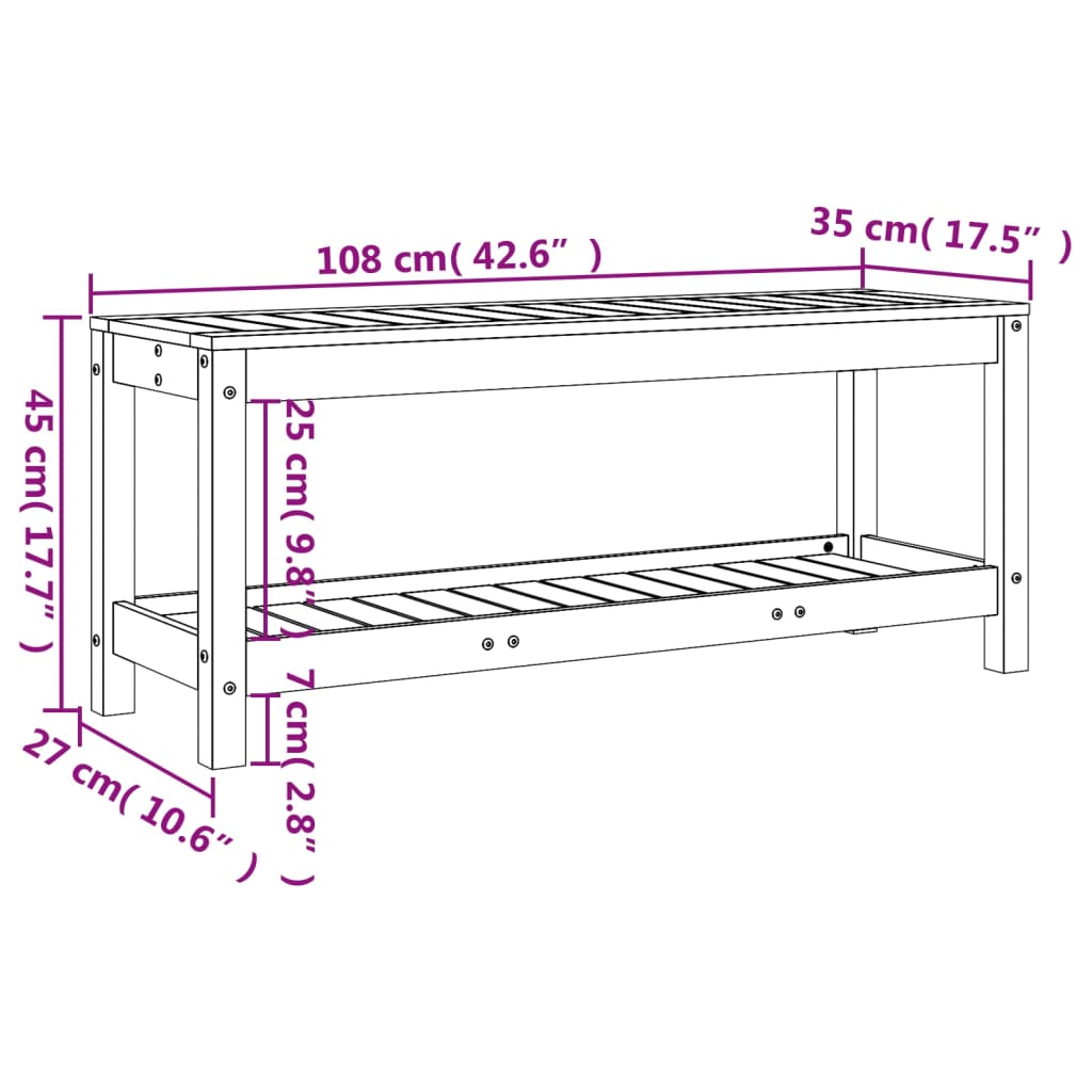 vidaXL Παγκάκι Κήπου 108 x 35 x 45 εκ. από Μασίφ Ξύλο Ψευδοτσούγκας