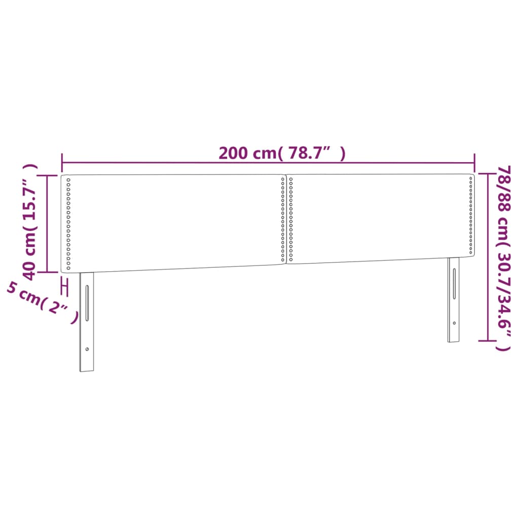 vidaXL Κεφαλάρι Κρεβατιού LED Ροζ 200x5x78/88 εκ. Βελούδινο