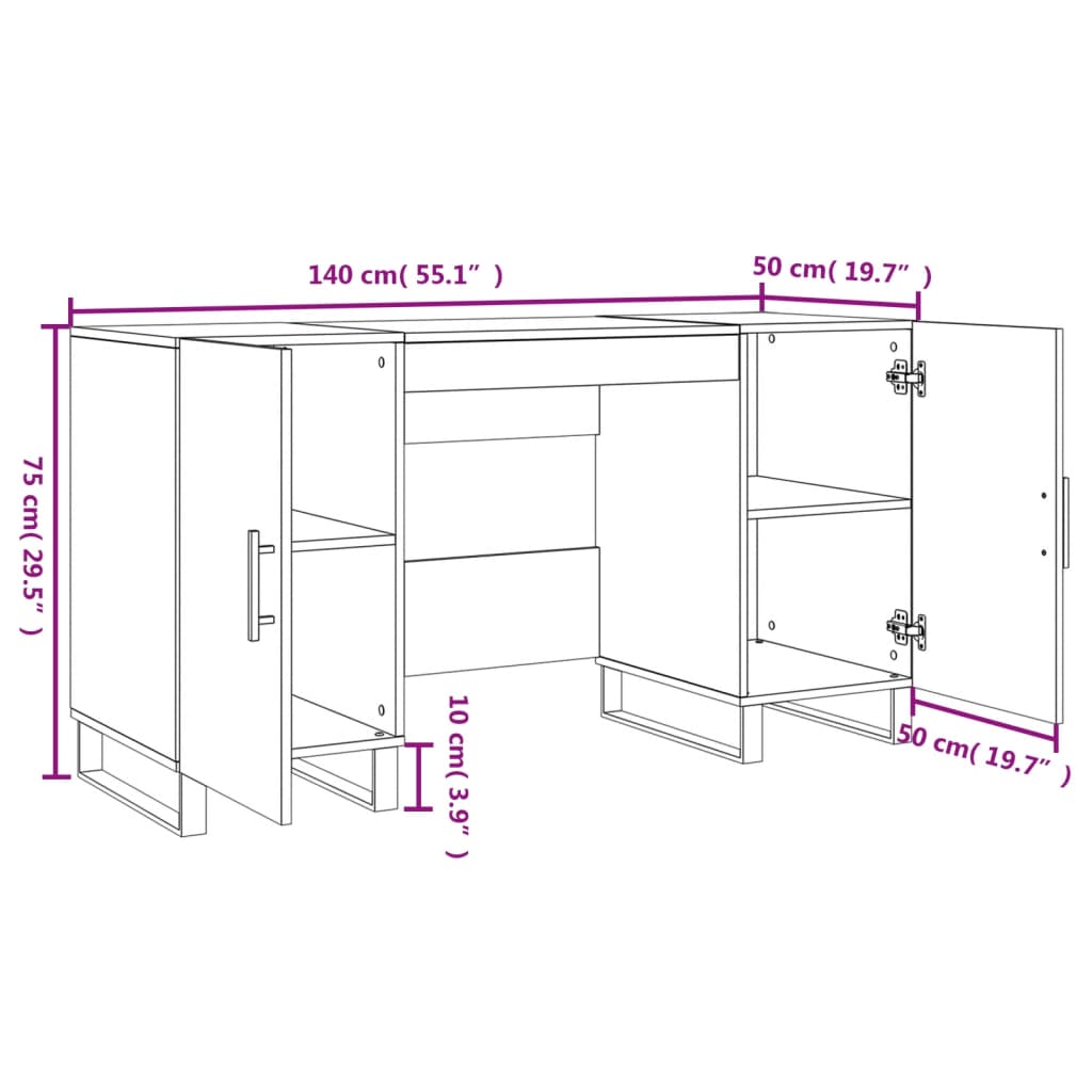 vidaXL Γραφείο Καπνιστή Δρυς 140 x 50 x 75 εκ. από Επεξεργασμένο Ξύλο