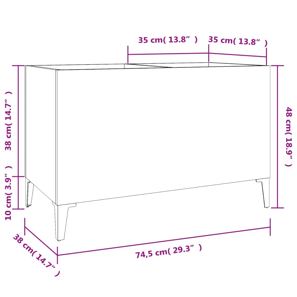 vidaXL Δισκοθήκη Μαύρη 74,5 x 38 x 48 εκ. από Επεξεργασμένο Ξύλο