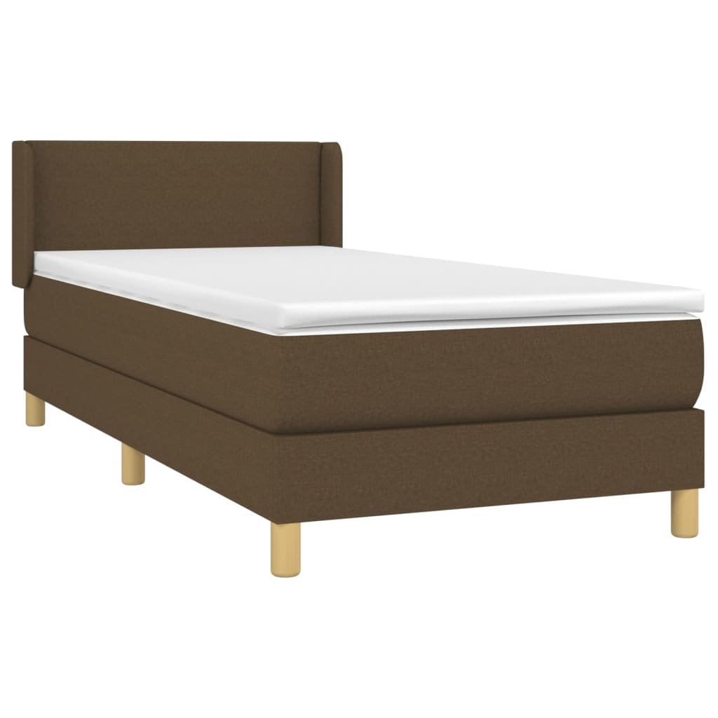 vidaXL Κρεβάτι Boxspring με Στρώμα Σκούρο Καφέ 100x200 εκ. Υφασμάτινο