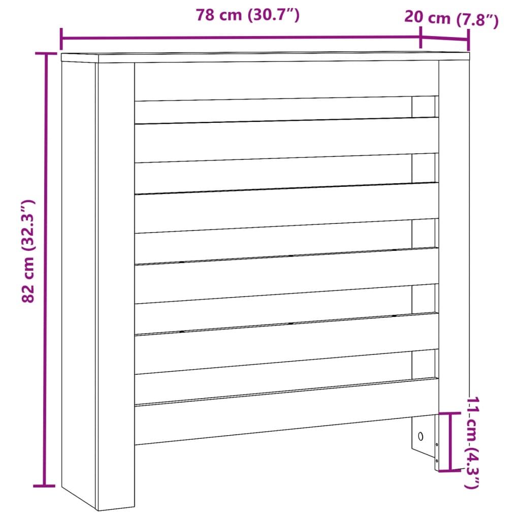 vidaXL Κάλυμμα Καλοριφέρ Καφέ Δρυς 78x20x82 εκ. Επεξεργασμένο Ξύλο