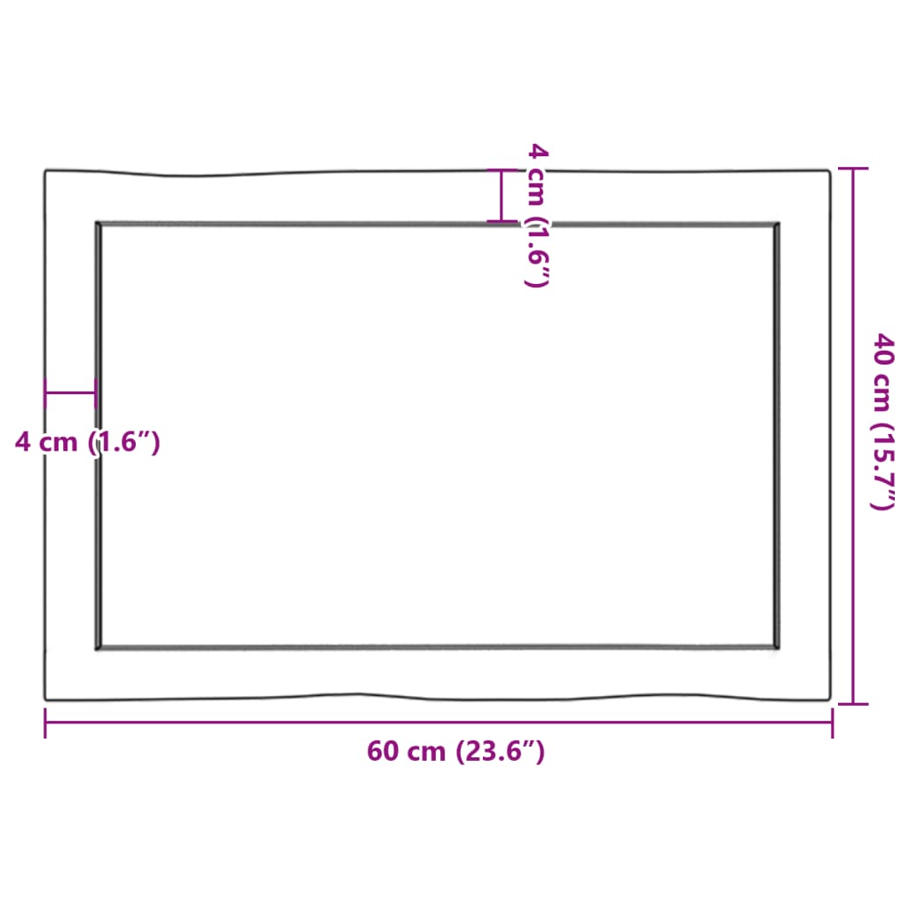 vidaXL Επιφάνεια Τραπεζιού 60x40x(2-6)εκ Ακατέργαστο Μασίφ Ξύλο Δρυός