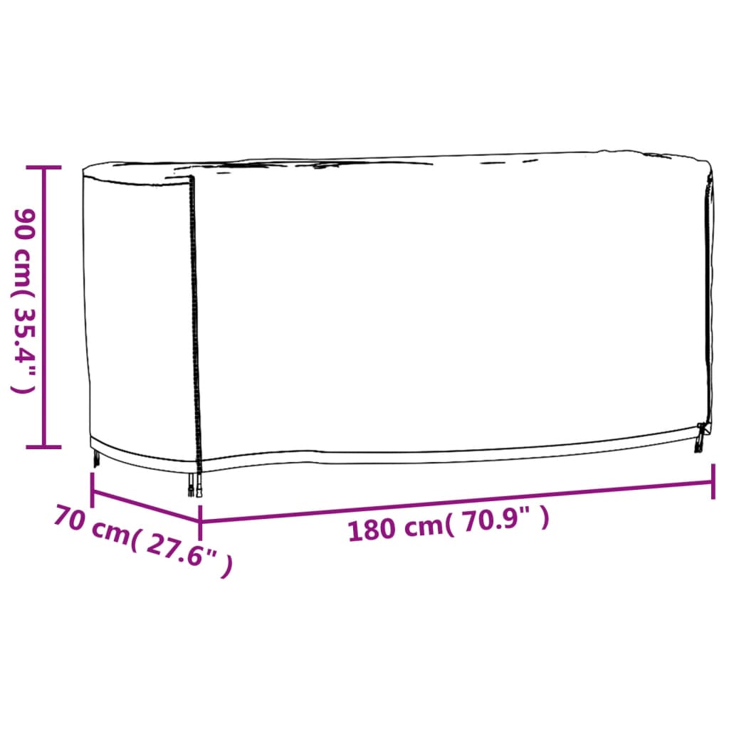 vidaXL Κάλυμμα Επίπλων Κήπου Αδιάβροχο Μαύρο 180x70x90 εκ. 420D