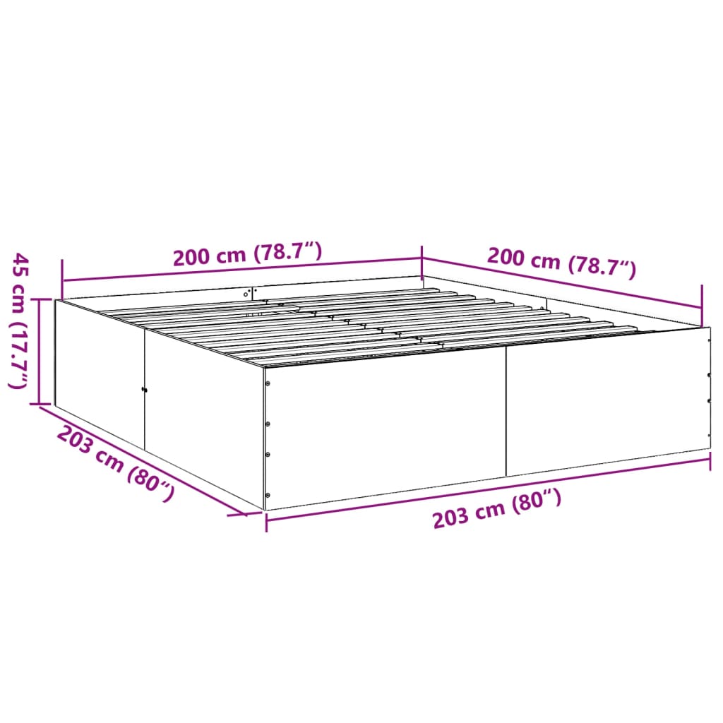 vidaXL Πλαίσιο Κρεβατιού Sonoma Δρυς 200x200 εκ. Επεξεργασμένο Ξύλο