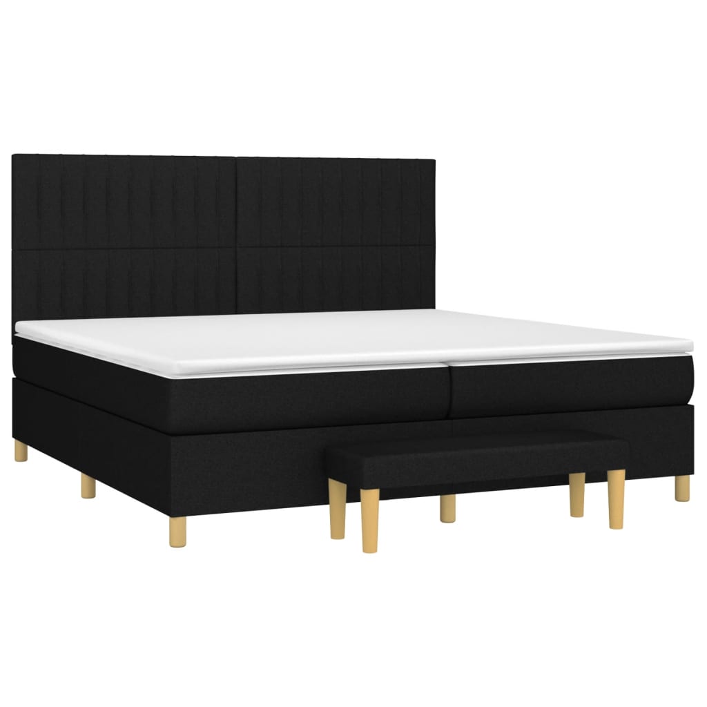 vidaXL Κρεβάτι Boxspring με Στρώμα Μαύρο 200x200 εκ. Υφασμάτινο