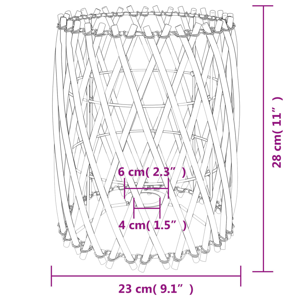 vidaXL Καπέλο Φωτιστικού Ø23x28 εκ. από Wicker