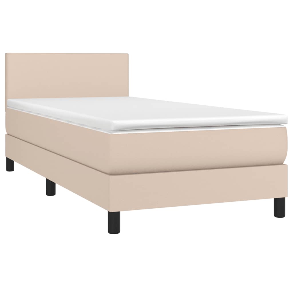 vidaXL Κρεβάτι Boxspring με Στρώμα Καπουτσίνο 100x200εκ.από Συνθ.Δέρμα