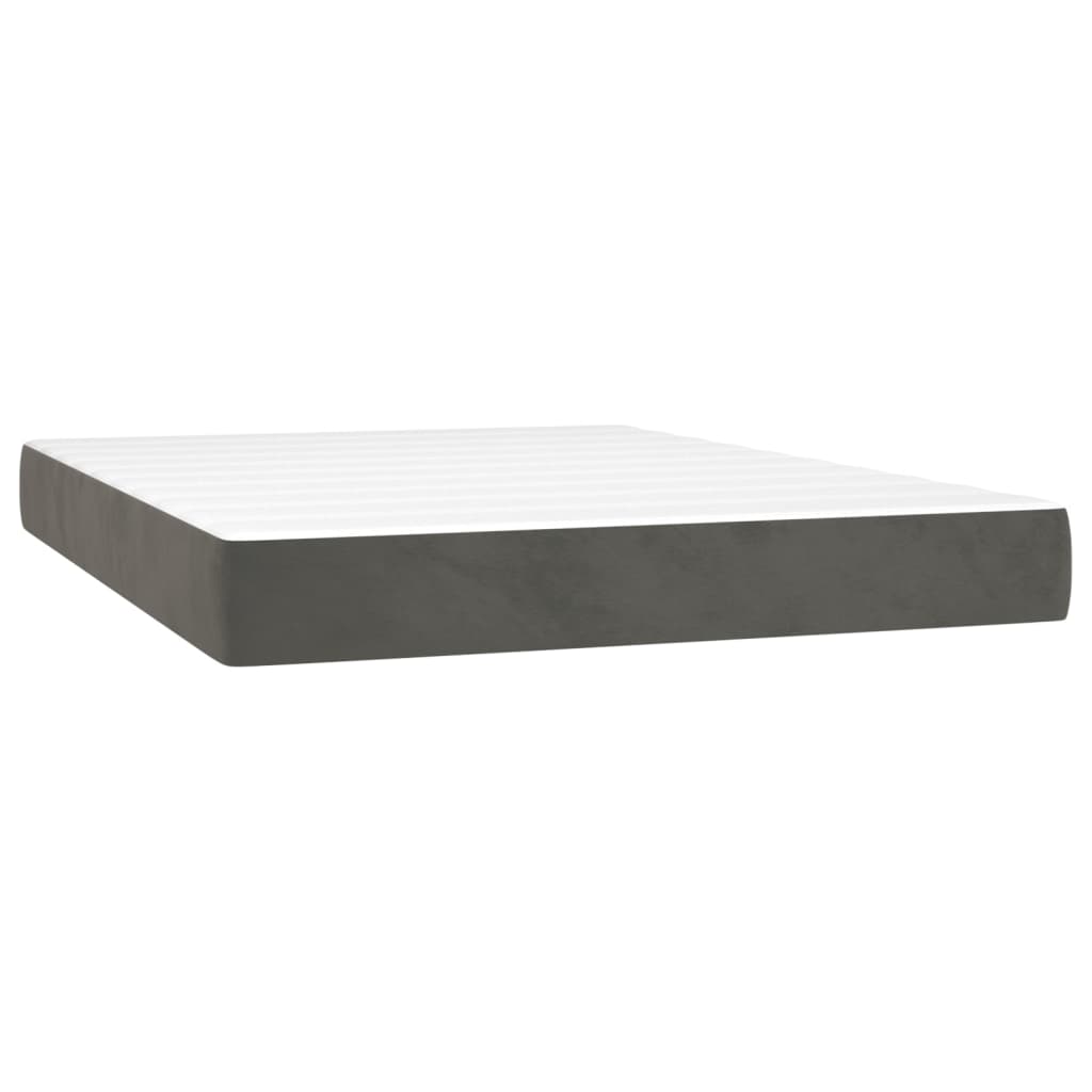 vidaXL Κρεβάτι Boxspring με Στρώμα Σκούρο Γκρι 140x200 εκ. Βελούδινο