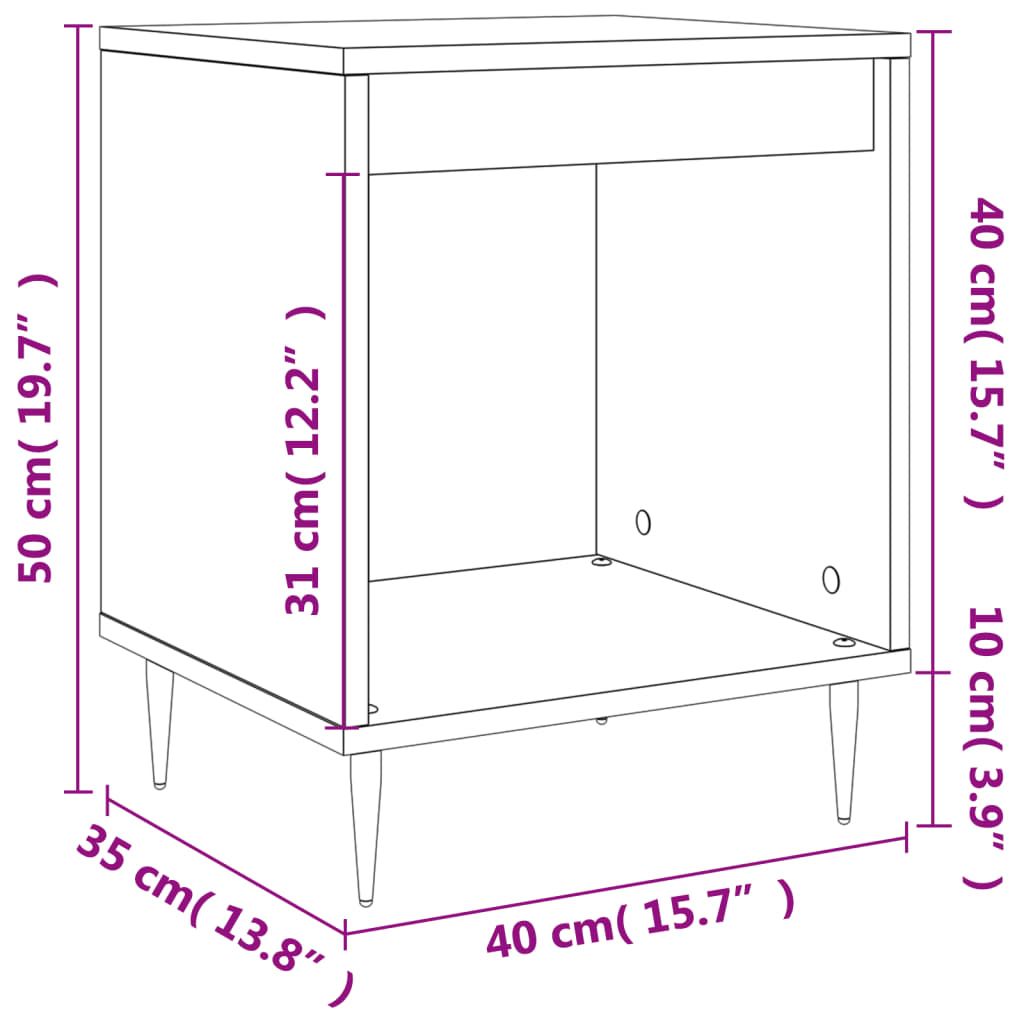 vidaXL Κομοδίνα Λευκά 2 τεμ. 40 x 35 x 50 εκ. από Επεξεργασμένο Ξύλο