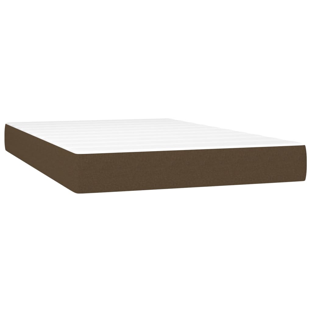 vidaXL Κρεβάτι Boxspring με Στρώμα & LED Σκ.Καφέ 120x200 εκ Υφασμάτινο