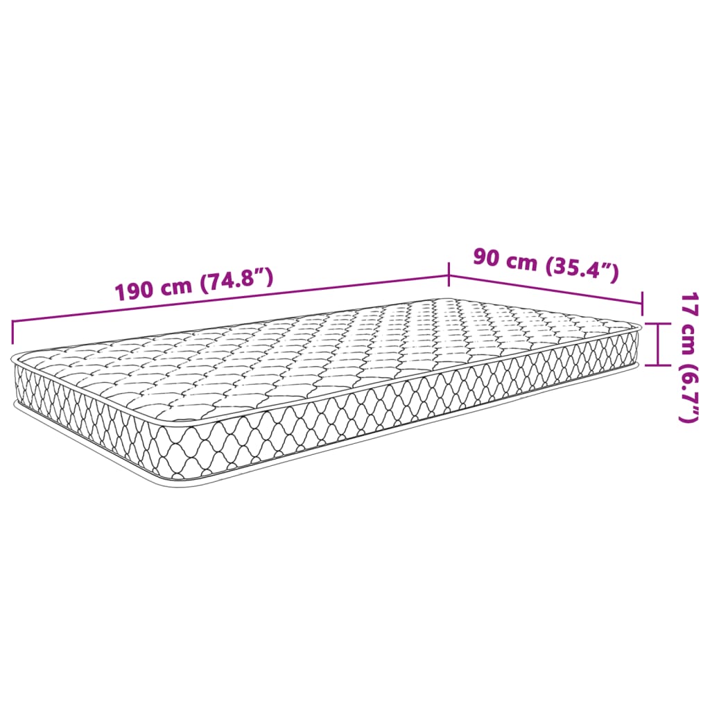 vidaXL Στρώμα με Αφρό Μνήμης Λευκό 90x190x17 εκ.