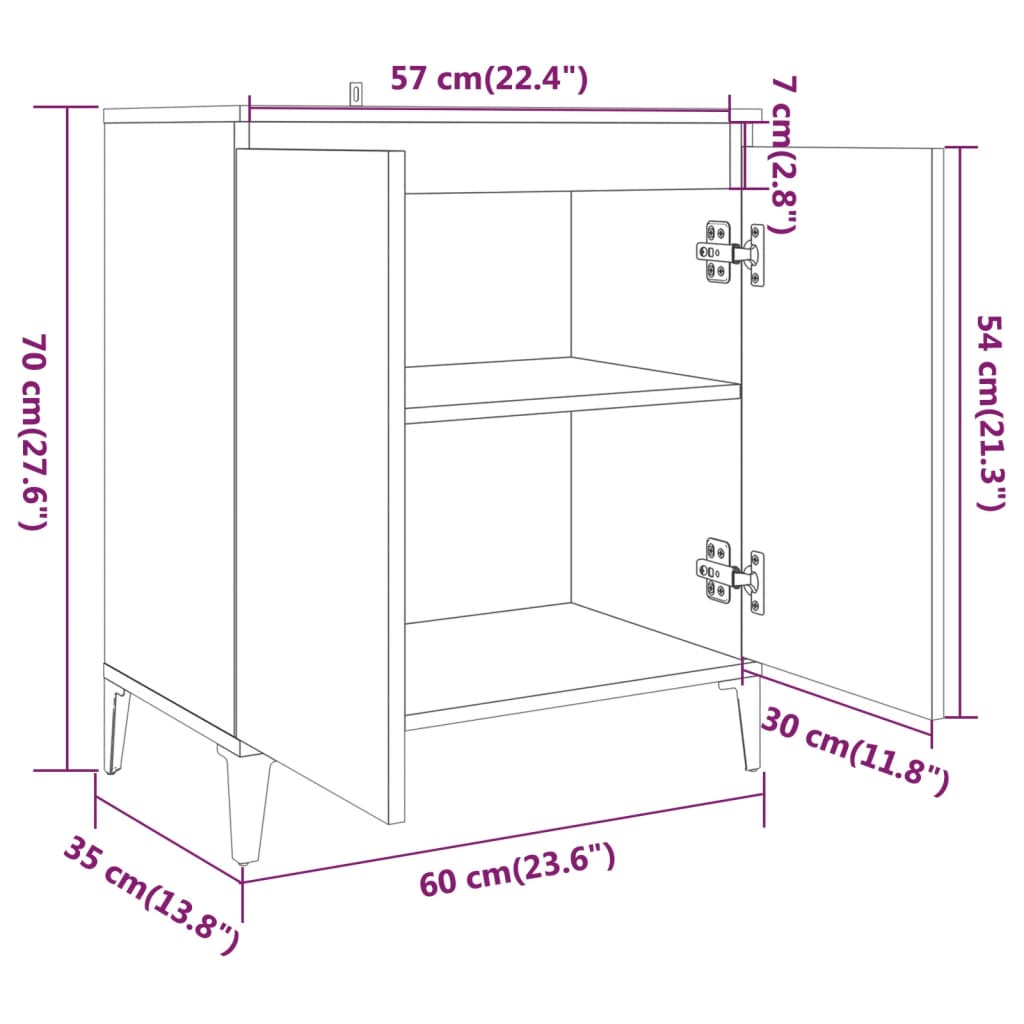 vidaXL Ντουλάπι Γκρι Sonoma 60 x 35 x 70 εκ. από Επεξεργασμένο Ξύλο