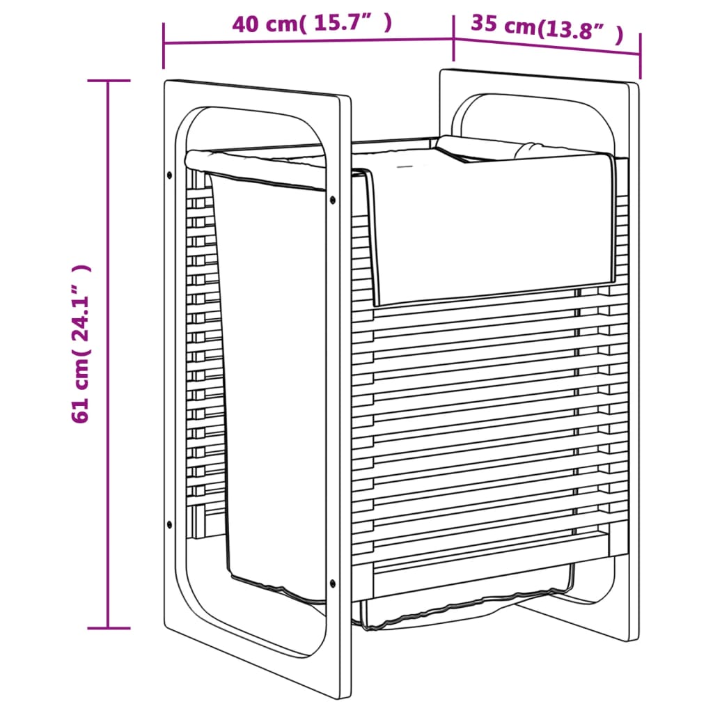 vidaXL Καλάθι Απλύτων με Γκρι Τσάντα 32x30x36,5 εκ. από Μπαμπού