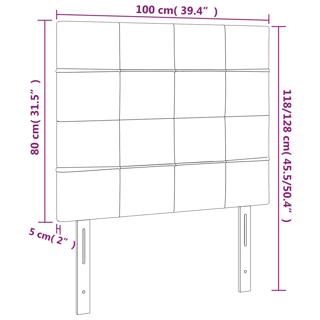 vidaXL Κεφαλάρια Κρεβατιού 2 τεμ. Μαύρο 100x5x78/88 εκ. Υφασμάτινο