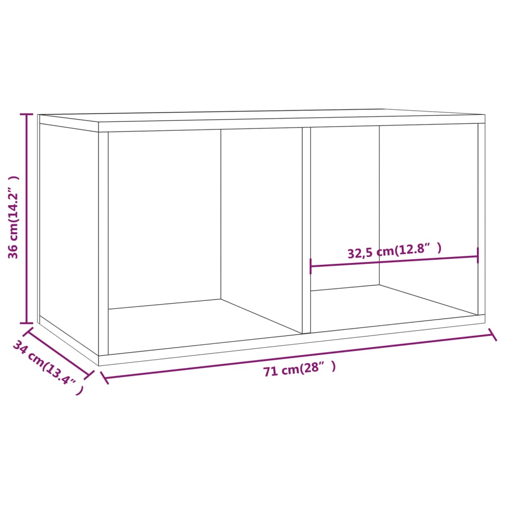 vidaXL Έπιπλο Δίσκων Βινυλίου Γυαλ. Λευκό 71x34x36 εκ. Επεξεργ. Ξύλο