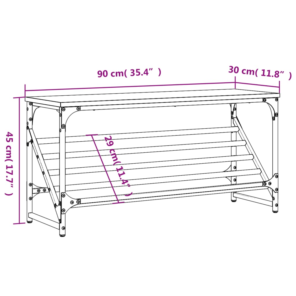 vidaXL Παπουτσοθήκη Sonoma Δρυς 90 x 30 x 45 εκ. Επεξεργασμένο Ξύλο