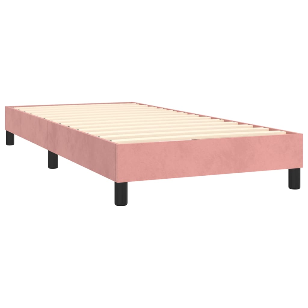 vidaXL Κρεβάτι Boxspring με Στρώμα Ροζ 100x200 εκ. Βελούδινο