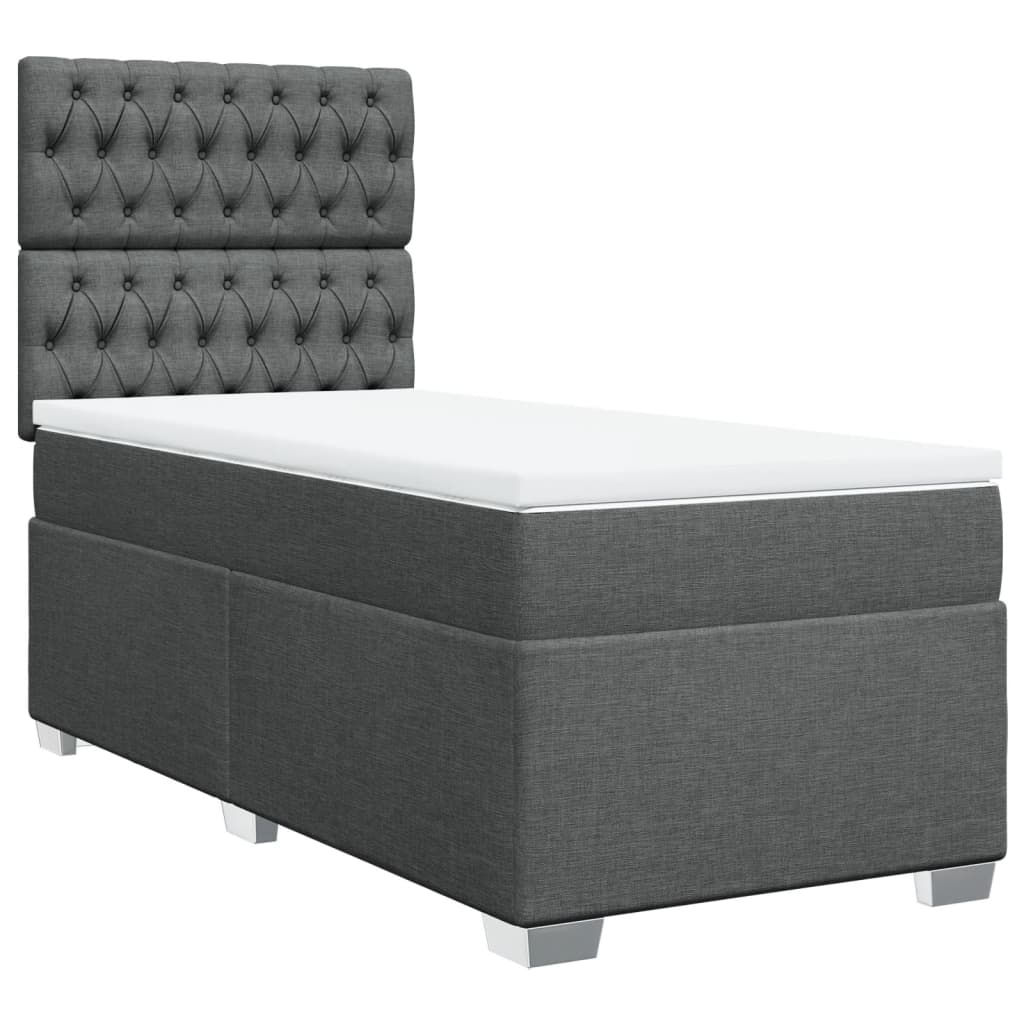 vidaXL Κρεβάτι Boxspring με Στρώμα Σκούρο Γκρι 100x200 εκ. Υφασμάτινο