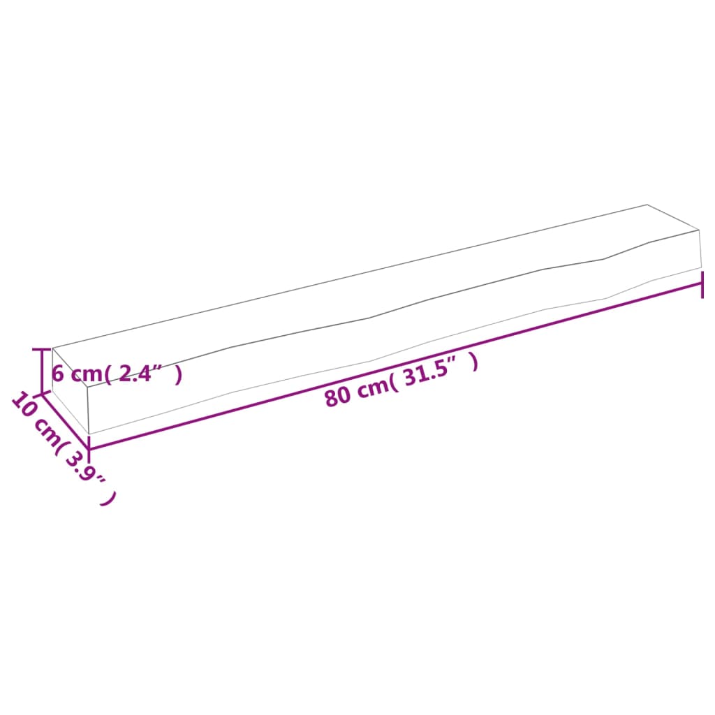 vidaXL Ράφι Τοίχου Σκούρο Καφέ 80x10x6 εκ. Επεξεργ. Μασίφ Ξύλο Δρυός