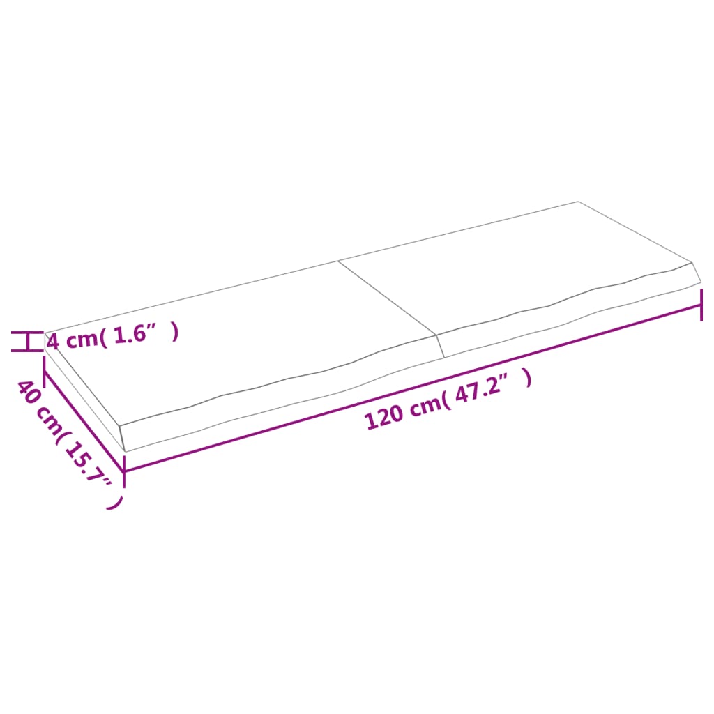 vidaXL Επιφάνεια Τραπεζιού Σκούρο Καφέ 120x40x(2-4)εκ Επεξ. Μασίφ Δρυς