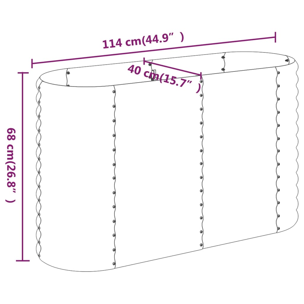 vidaXL Ζαρντινιέρα Πράσινη 114x40x68 εκ Ατσάλι με Ηλεκτρ. Βαφή Πούδρας