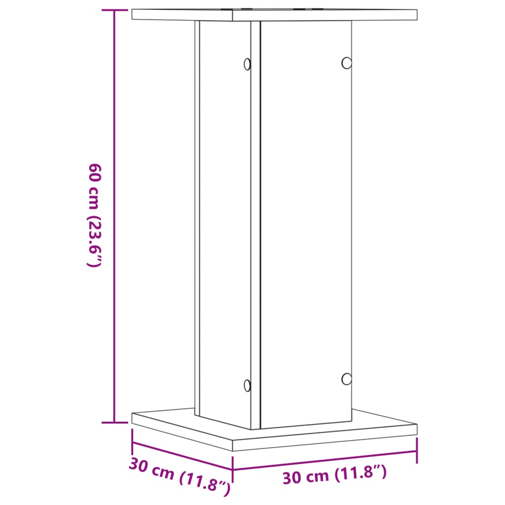 vidaXL Βάσεις Ηχείων 2 Τεμ. Μαύρες 30x30x60 εκ. Επεξ. Ξύλο