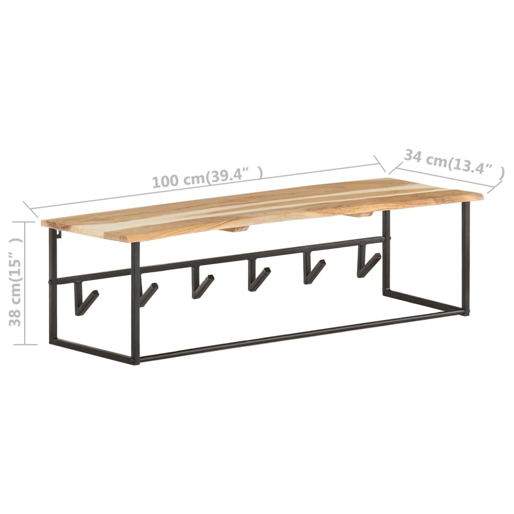 vidaXL Κρεμάστρα Live Edge 100 x 34 x 38 εκ. από Μασίφ Ξύλο Ακακίας