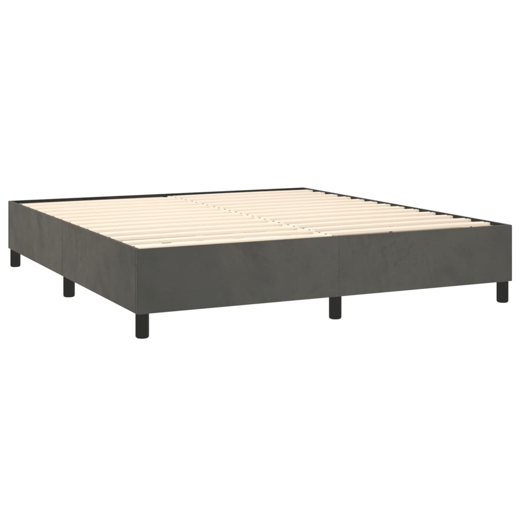 vidaXL Κρεβάτι Boxspring με Στρώμα Σκούρο Γκρι 160x200 εκ. Βελούδινο