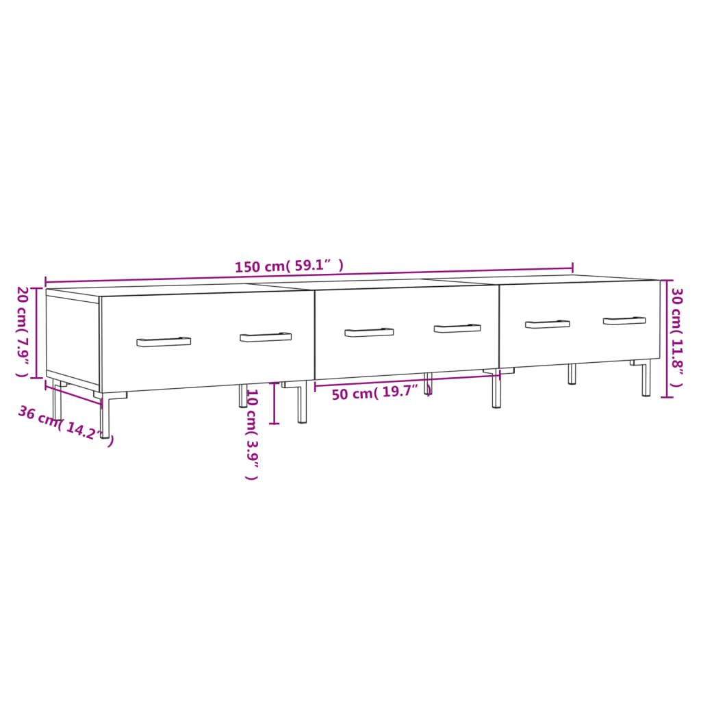 vidaXL Έπιπλο Τηλεόρασης Sonoma Δρυς 150x36x30 εκ. Επεξεργασμένο Ξύλο