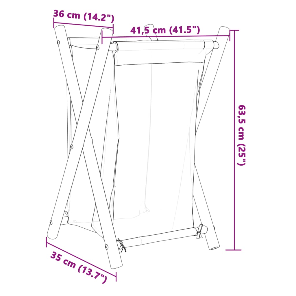 vidaXL Καλάθι Απλύτων Κρεμ Λευκό 41,5 x 36 x 63,5 εκ. Μπαμπού