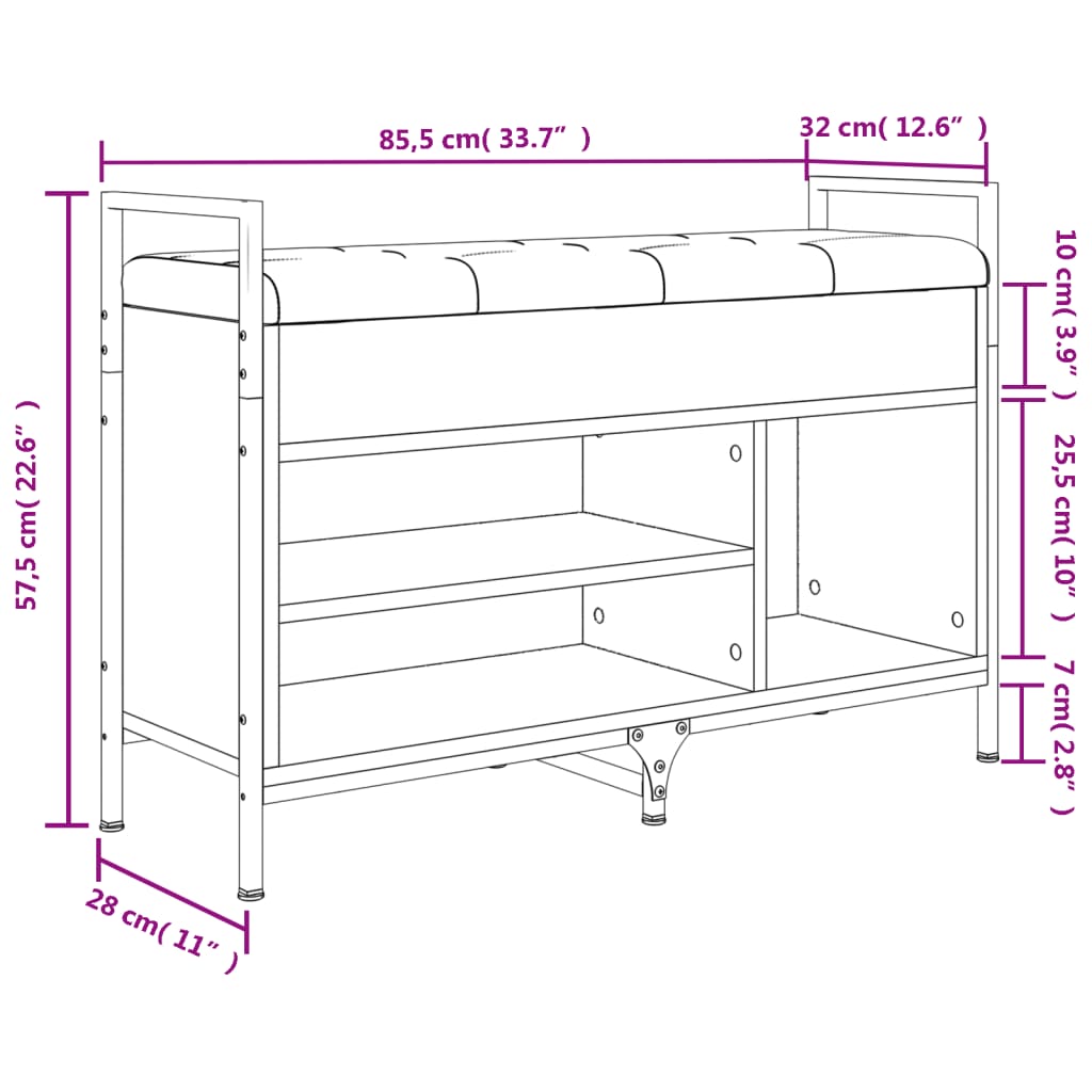 vidaXL Παπουτσοθήκη Sonoma Δρυς 85,5x32x57,5εκ. από Επεξεργασμένο Ξύλο