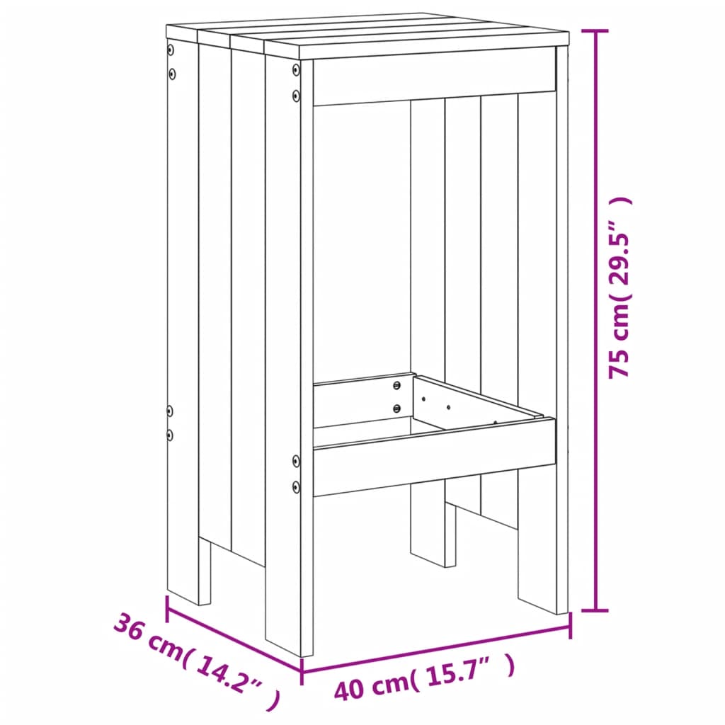 vidaXL Σκαμπό Μπαρ 2 τεμ. Μελί 40x36x75 εκ. από Μασίφ Ξύλο Πεύκου